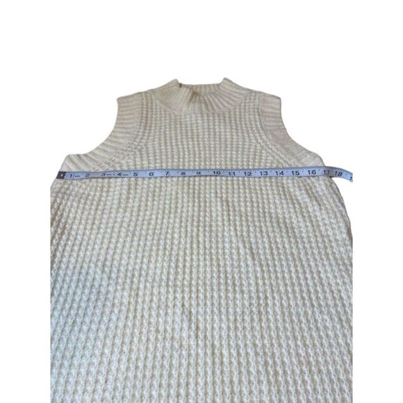 NWOT Jessica Simpson Sweaterdress Sleeveless Mock Waffle knit Cream Size Medium - Picture 6 of 7